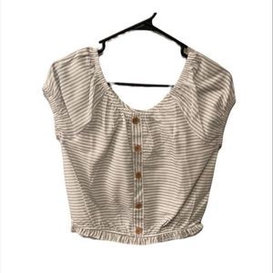 Stripe off the shoulder top with buttons Size Medium